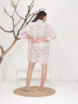 Women Floral Printed Cotton Handcrafted Kurti Dress – Elegant Ethnic Style